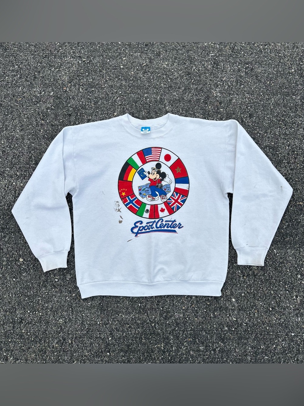 Vintage 1980's Epcot Center Crewneck Sweatshirt Size Youth XL Distressed Stain